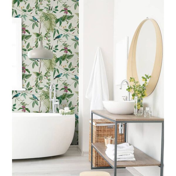 DUTCH WALLCOVERINGS Tapete Exotic Garden Wei&szlig; und Gr&uuml;n