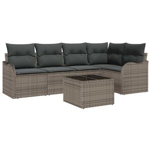 vidaXL Gartensofa-set mit Speicher 6 pcs Grau Poly-Rattan