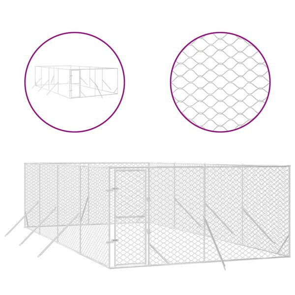 vidaXL Outdoor-Hundezwinger Silbern 4x8x2 m Verzinkter Stahl