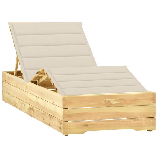 vidaXL Sonnenliege mit Creme Auflage Impr&auml;gniertes Kiefernholz