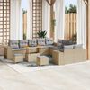 vidaXL Gartensofa-set mit Kissen 13 pcs Beige und Hellgrau Poly-Rattan