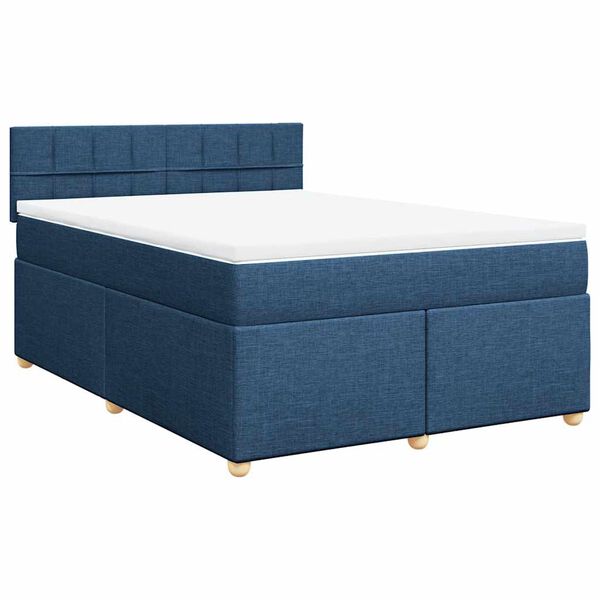 vidaXL Boxspringbett mit Matratze Blau 140x190 cm Stoff
