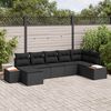vidaXL Gartensofa-set mit Kissen 7 pcs Schwarz Poly Rattan