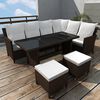 vidaXL 4-tlg. Garten-Lounge-Set mit Auflagen Poly Rattan Braun