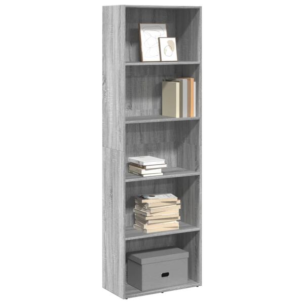 vidaXL Bücherregal Grau Sonoma 60x30x189 cm Holzwerkstoff