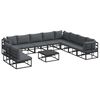vidaXL Gartensofa-set mit Kissen 11 pcs Schwarz Aluminium