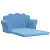 vidaXL 2-Sitzer Kindersofa mit Schlaffunktion Blau Weicher Pl&uuml;sch