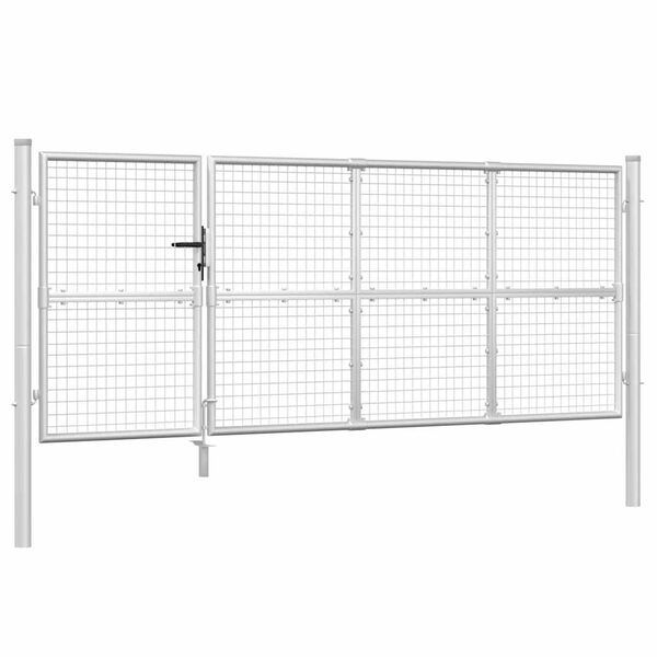 vidaXL Maschen-Gartentor Silber 350x125 cm Verzinkter Stahl