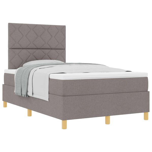 vidaXL Boxspringbett mit Matratze Taupe 120 x 190 cm Stoff