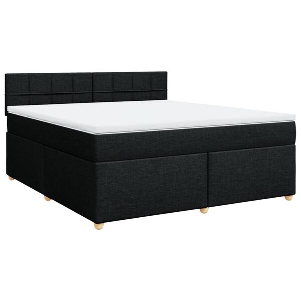 vidaXL Boxspringbett mit Matratze Schwarz 180x200 cm Stoff