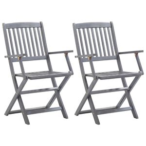 vidaXL Klappbare Gartenst&uuml;hle 2 Stk. Massivholz Akazie