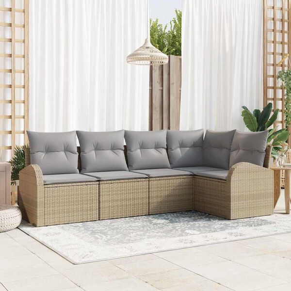 vidaXL Sofa Set mit Kissen 5 pcs Beige Polyester