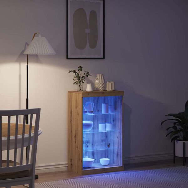 vidaXL LED-Sideboard Artisan-Eiche 60,5 x 37 x 100 cm Holzwerkstoff