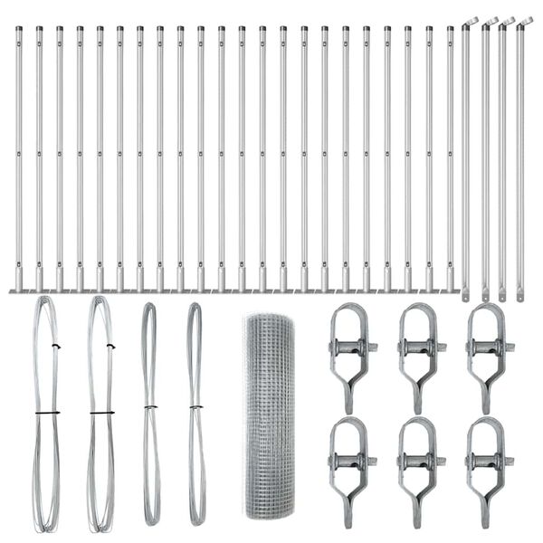 vidaXL Zaunpfosten Silber 50 x 0,8 m (25 x 25 mm Maschen) Stahl