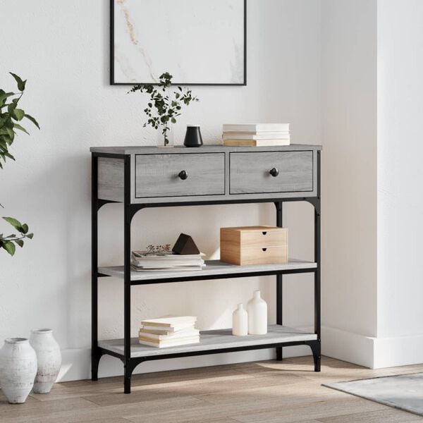 vidaXL Konsolentisch Grau Sonoma 72,5x25x75 cm Holzwerkstoff