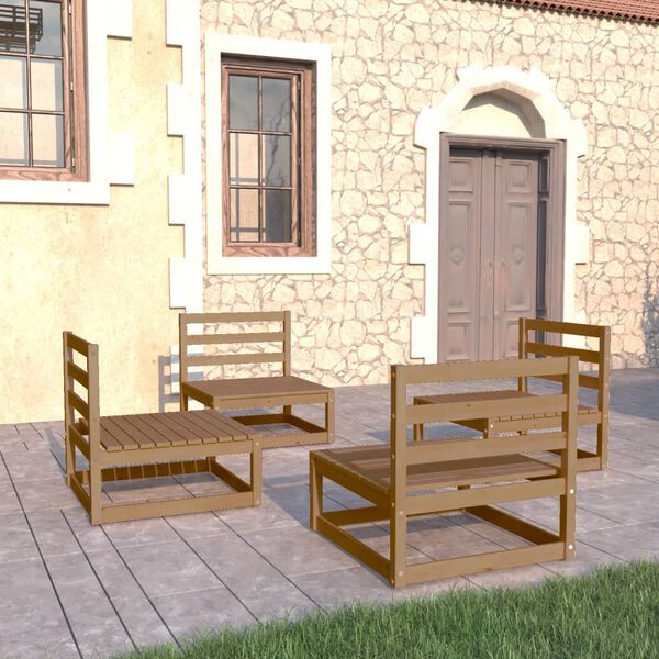 vidaXL 4-tlg. Garten-Lounge-Set Honigbraun Massivholz Kiefer