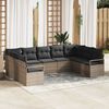 vidaXL Sofa Set mit Kissen 9 pcs Grau Poly Rattan
