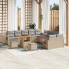 vidaXL Gartensofa-set mit Kissen mit Speicher 13 pcs Beige Poly-Rattan