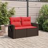 vidaXL Gartensofa mit Kissen 2-Sitzer Braun Poly Rattan
