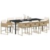 vidaXL Garten Essgruppe mit Kissen 9 pcs Beige Poly-Rattan