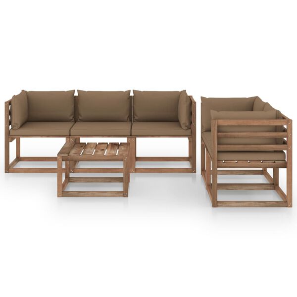 vidaXL 6-tlg. Garten-Lounge-Set mit Taupe Kissen