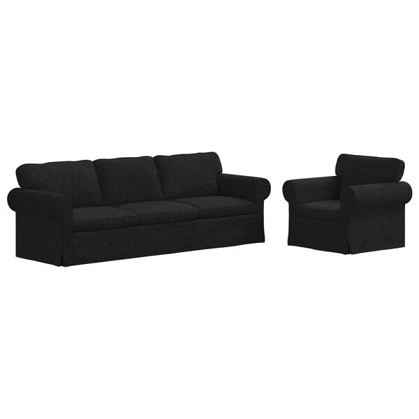 vidaXL Sofa 2 pcs Schwarz