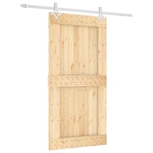 vidaXL Schiebet&uuml;r Nat&uuml;rlich und Wei&szlig; 100 x 210 cm Massivkiefer