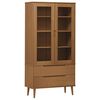 vidaXL Vitrinenschrank MOLDE Braun 90x35x175 cm Massivholz Kiefer