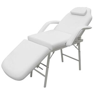 vidaXL Kosmetikstuhl Tragbar Kunstleder 185&times;78&times;76 cm Wei&szlig;