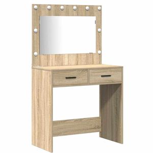 vidaXL Schminktisch mit Spiegelbeleuchtung 2 pcs Braun Holzwerkstoff