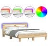 vidaXL Bettgestell mit Kopfteil LED-Beleuchtung Sonoma-Eiche 150x200cm