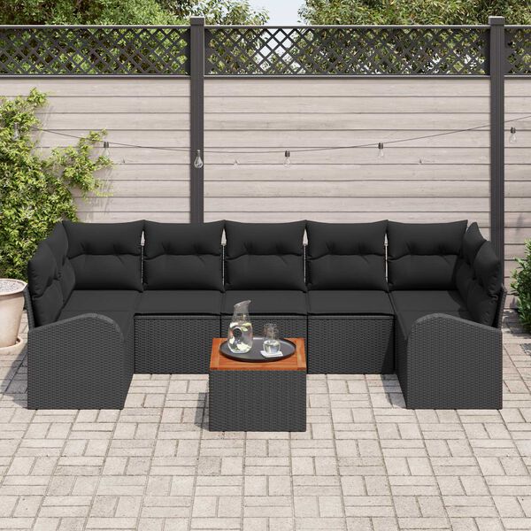 vidaXL Gartensofa-set mit Speicher 8 pcs Schwarz Poly-Rattan