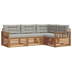 vidaXL Outdoor-Sofagarnitur 4 stk. 4-Sitzer Natur und Hellgrau