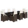 vidaXL 9-tlg. Garten-Bistro-Set mit Kissen Braun Poly Rattan