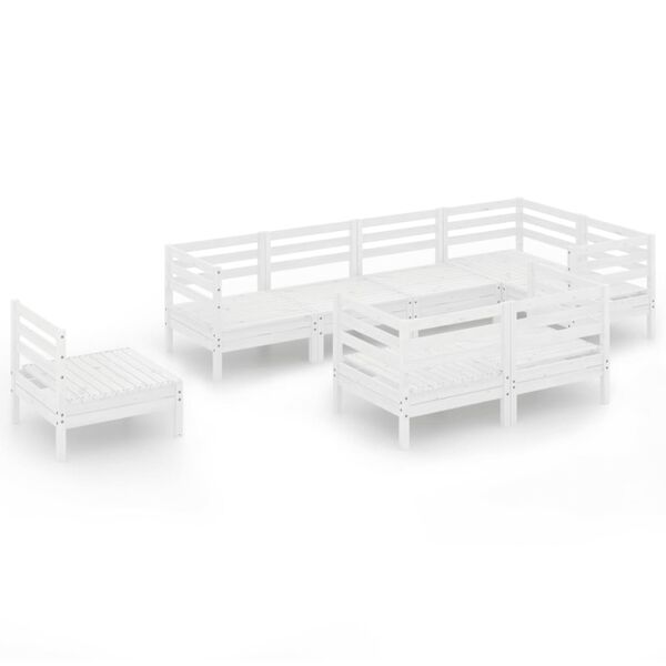 vidaXL 8-tlg. Garten-Lounge-Set Massivholz Kiefer Wei&szlig;