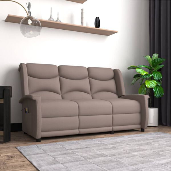 vidaXL 3-Sitzer Massagesessel Taupe Mikrofaser-Gewebe