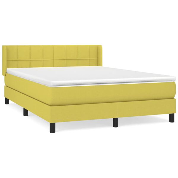 vidaXL Boxspringbett mit Matratze Gr&uuml;n 140x190 cm Stoff