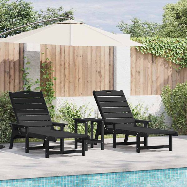vidaXL Garten Lounge Möbel 3 pcs Schwarz 38 x 38 x 46cm Polyethylen