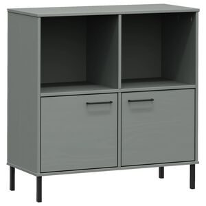 vidaXL B&uuml;cherregal OSLO mit Metallbeinen Grau 90x35x90,5 cm Massivholz