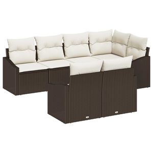 vidaXL Sofa Set mit Kissen 7 pcs Braun Poly-Rattan