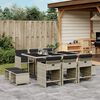 vidaXL 11-tlg. Garten-Essgruppe mit Kissen Hellgrau Poly Rattan