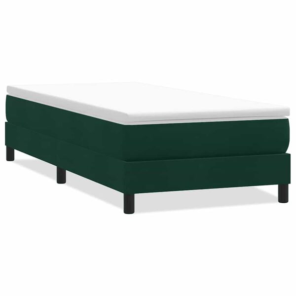 vidaXL Boxspringbett ohne Matratze Dunkelgr&uuml;n 90x220 cm Samt