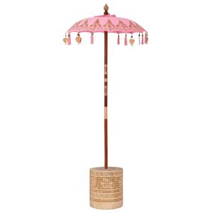 vidaXL Balinesischer Sonnenschirm mit Sockel Rosa 95 x 95 x 260 cm