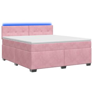 vidaXL Boxspringbett mit Matratze und LED Rosa 140 x 200 cm Samt