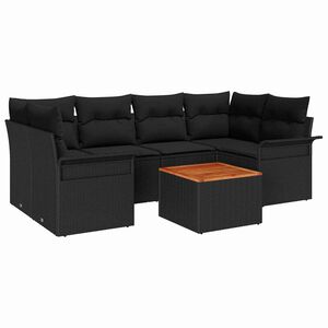 vidaXL Gartensofa-set mit Kissen 7 pcs Schwarz Poly-Rattan