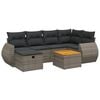 vidaXL 7-tlg. Garten-Sofagarnitur mit Kissen Grau Poly Rattan