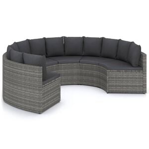 vidaXL 6-tlg. Garten-Sofagarnitur mit Auflagen Poly Rattan Grau