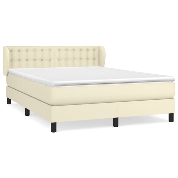 vidaXL Boxspringbett mit Matratze Creme 140x190 cm Kunstleder