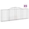 vidaXL Gabionen mit Hochbogen 5 Stk. 300x30x100/120cm Verzinktes Eisen