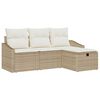 vidaXL Sofa Set mit Kissen mit Speicher 4 pcs Beige Poly-Rattan